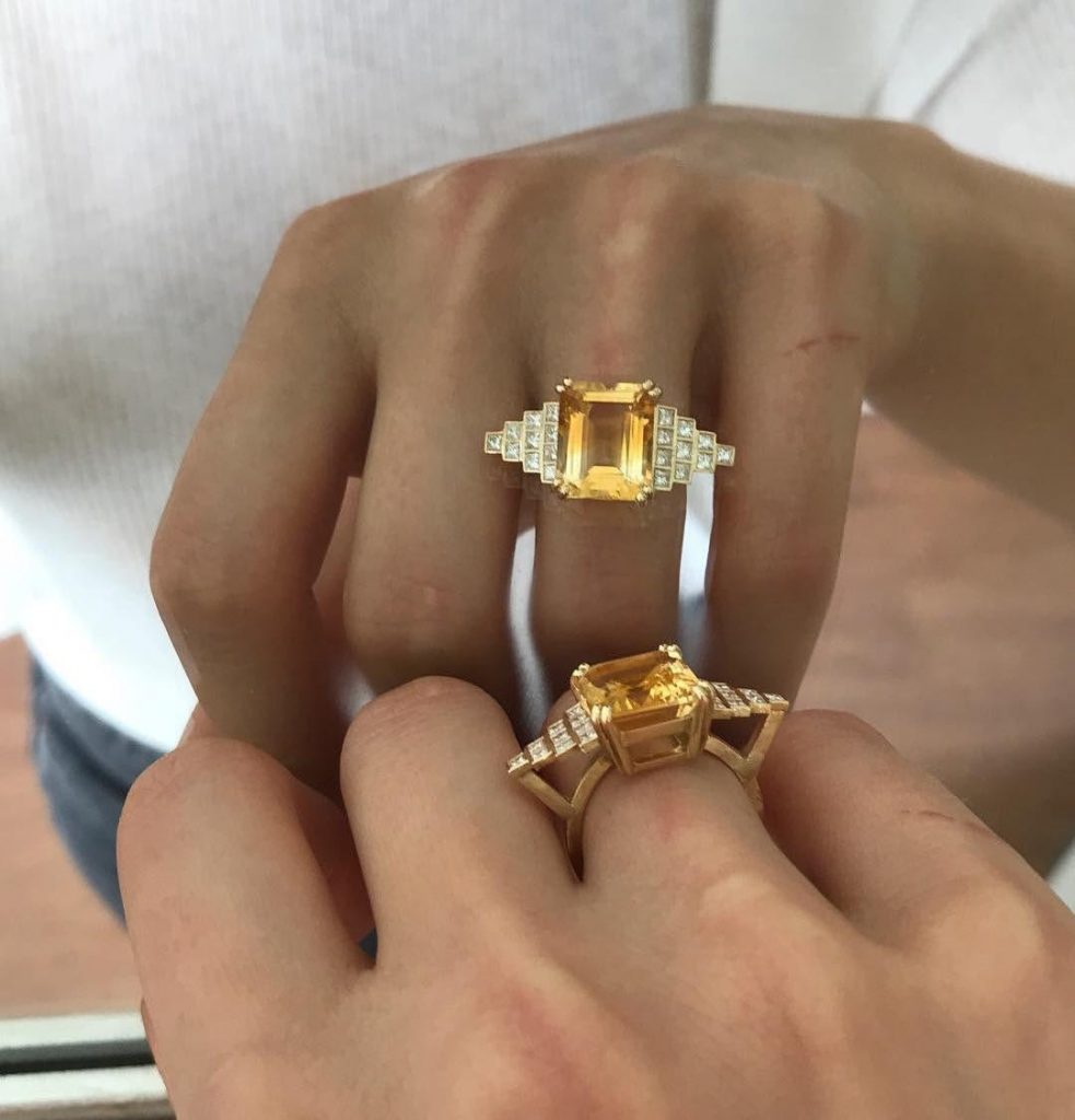 bague citrine en or jaune flav-joaillerie